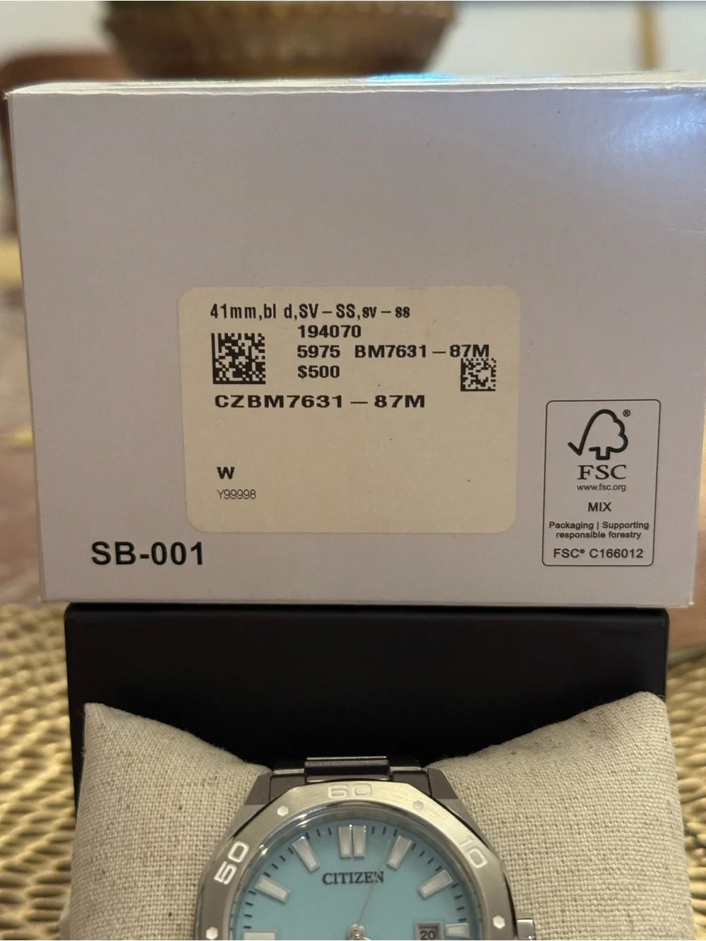 Citizen Men’s Silver Watch with Light Blue Dial